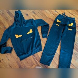 Navy Blue and Orange‎ Hoodie Child Jogger Set